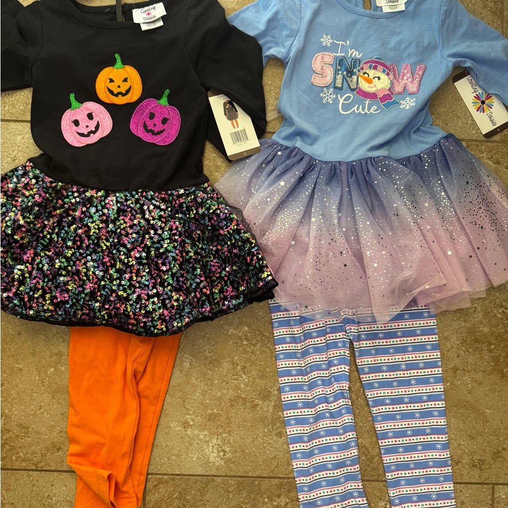 Set of 3T Halloween and Winter Outfit Sets NWT